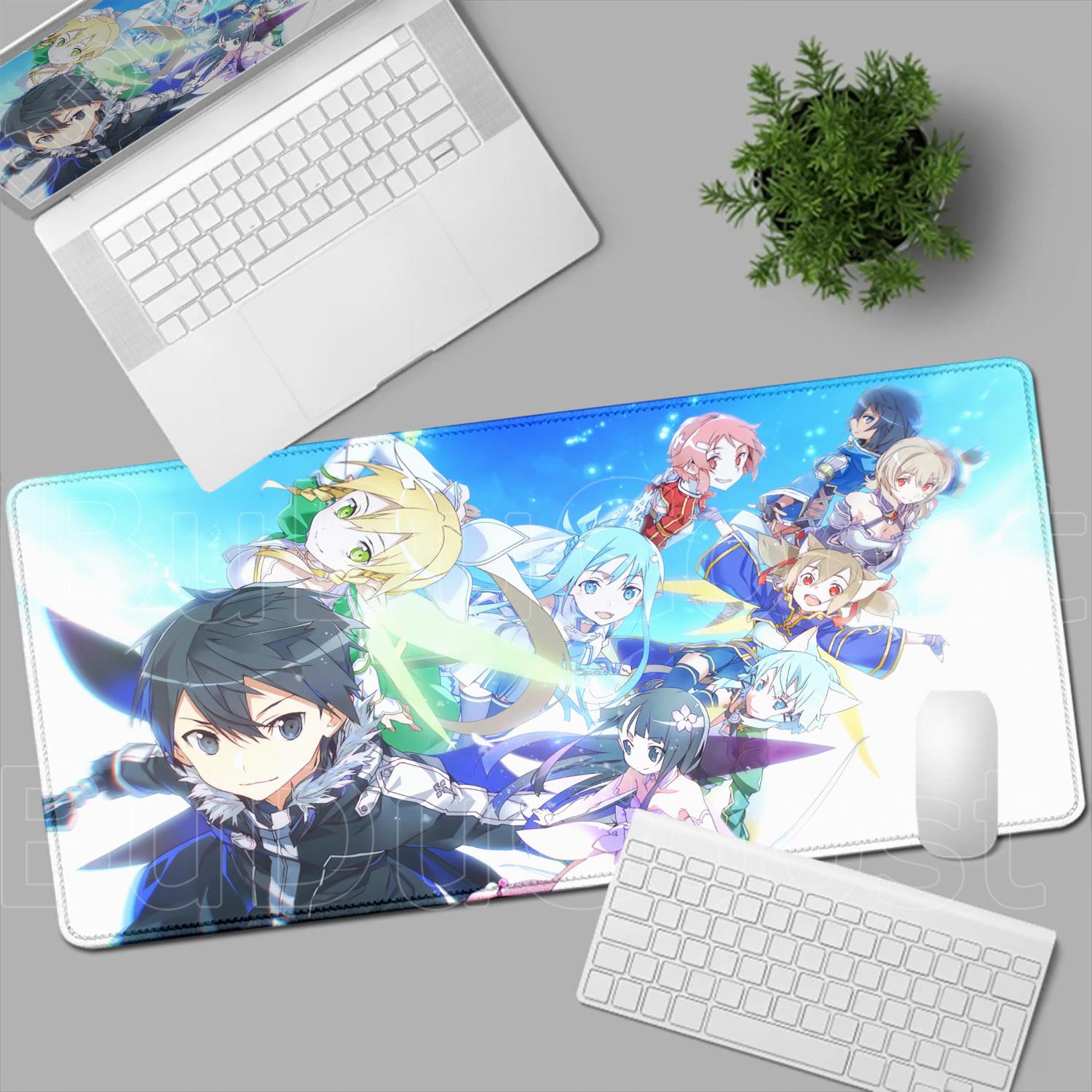 Sword Art Online Sao Yuuki Asuna Anime Mouse Pad Game Large Nonslip Rubber Durable Mousepad XXL Laptop Desk Mat HD Keyboard Pad 800x300x2MM