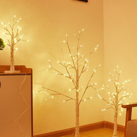 Romantic Heart-Shaped Birch Tree Lamp 23 Inch Valentines Day Decor with Red Pink Silver Hearts Adjustable Branches USB Powered Timer Romantic Lighting