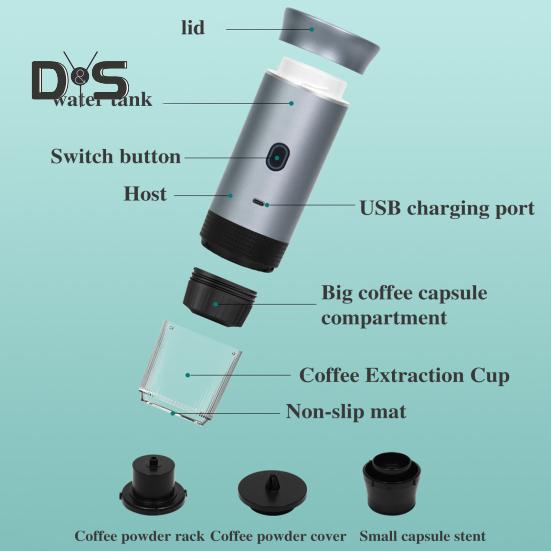 Portable Electric Espresso Machine Coffee Machine Touch Operation 15bar Pump Pressure USB Rechargeable Wireless Coffee Machine