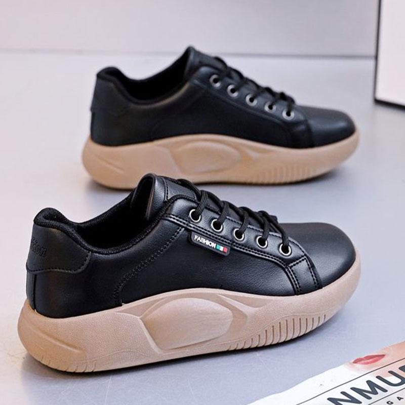 WTEMPO Lace Up Women Single Shoe Thick Sole Heighten Fashionable White Soft Sole Comfortable and Versatile Sports Casual Shoes Dropshipping Wholesale