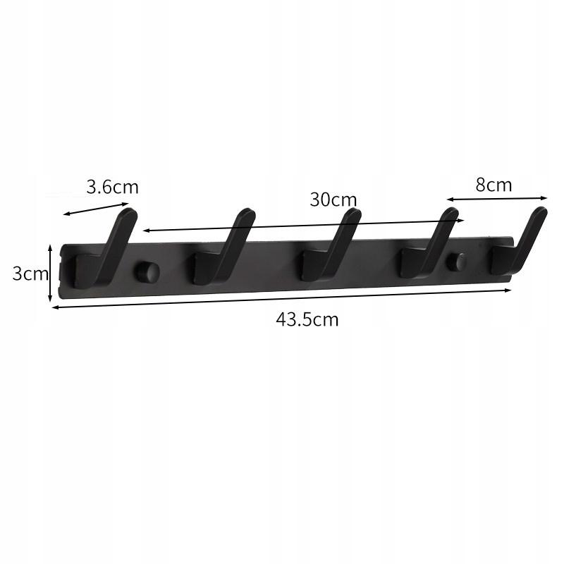 Colgador Metálico de Pared para Baño para Ropa y Toallas, Negro