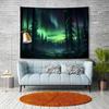Northern Lights Forest Tapestry Aurora Borealis Misty Pine Trees Trippy Tapestry Aesthetic Wall Art Meditation Decor For Bedroom