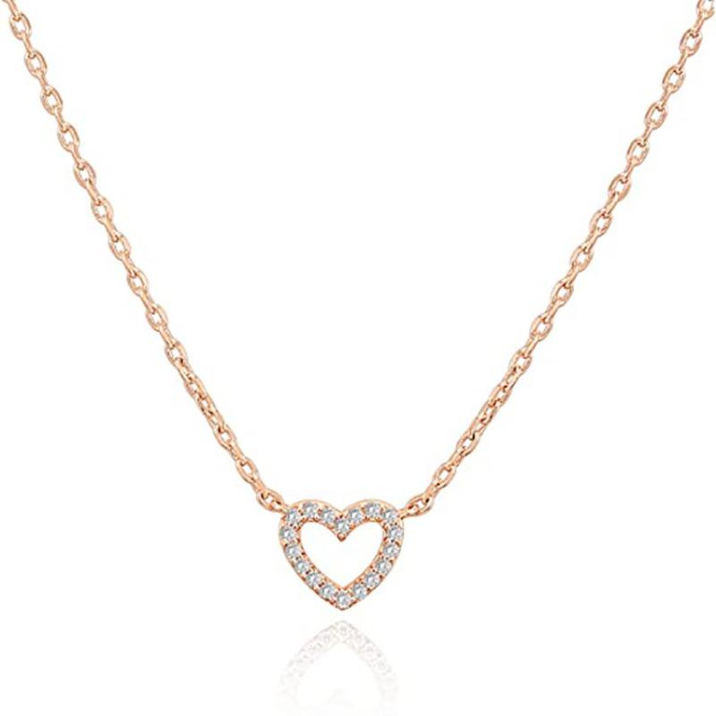 Love Diamond Engraved Necklace - Women's Heart-shaped Pendant Design - Collar Chain - Elegant Necklace - New Style