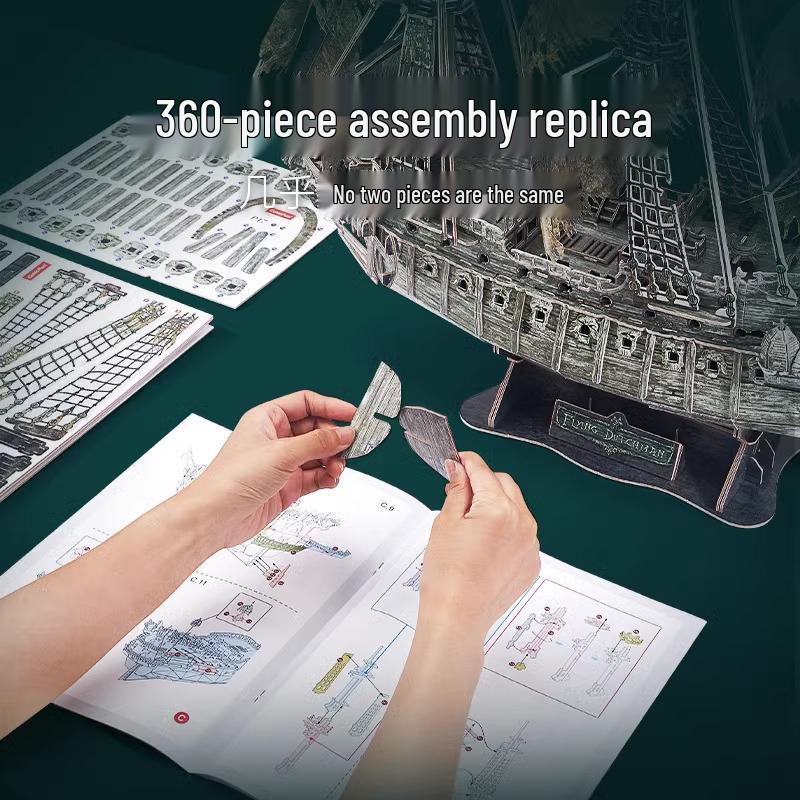 Kostka Rubika 3D Puzzle Statek Piracki: Model Latającego Holendra dla dorosłych o wysokim stopniu trudności do samodzielnego montażu