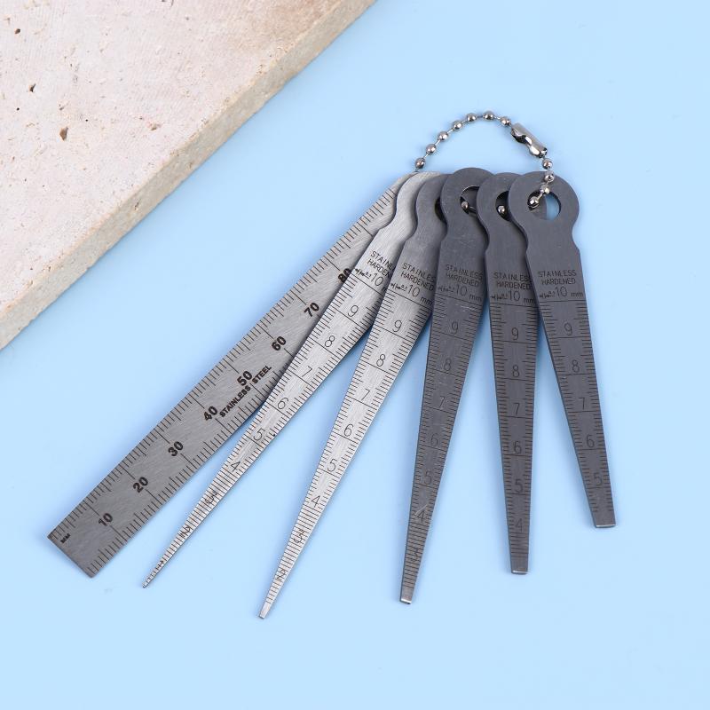 6Pcs/Set Feeler Measuring Tool Taper Gauge Gap Gage Stainless Steel Welding Taper Feeler Gauge Rulers Hole Inspection Tool