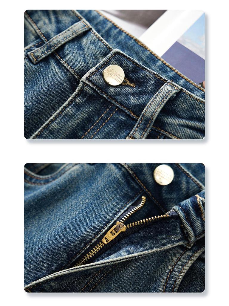 Women's Retro Wide-Leg Spring Jeans - High-Waisted, Slimming, and Straight-Leg Style for a Chic Look