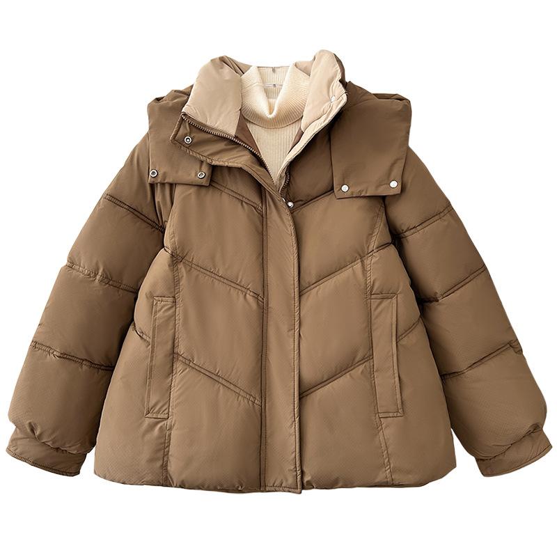 Down cotton jacket women's short 2025 autumn/winter new loose padded jacket hooded cotton jacket thickened jacket