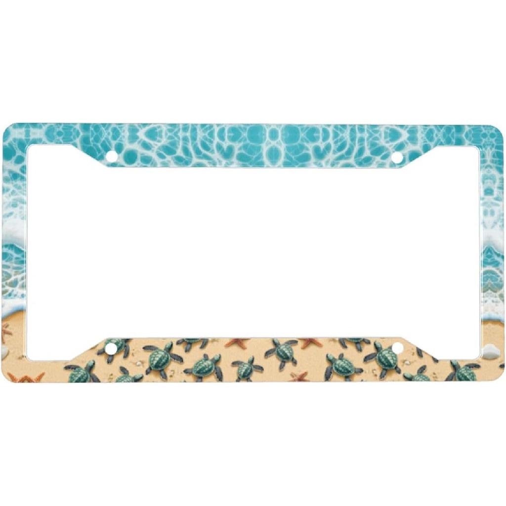 Beach License Plate Frame 2 Pack Accessories Cars Decor 12.3 X 6.3 Inches For Men Women