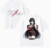 2026 Summer Akame Ga Kill Akame Dual Sided Tshirt Katana Girl Japanese Text Anime Print Oversized Cotton Tee For Otaku Fans