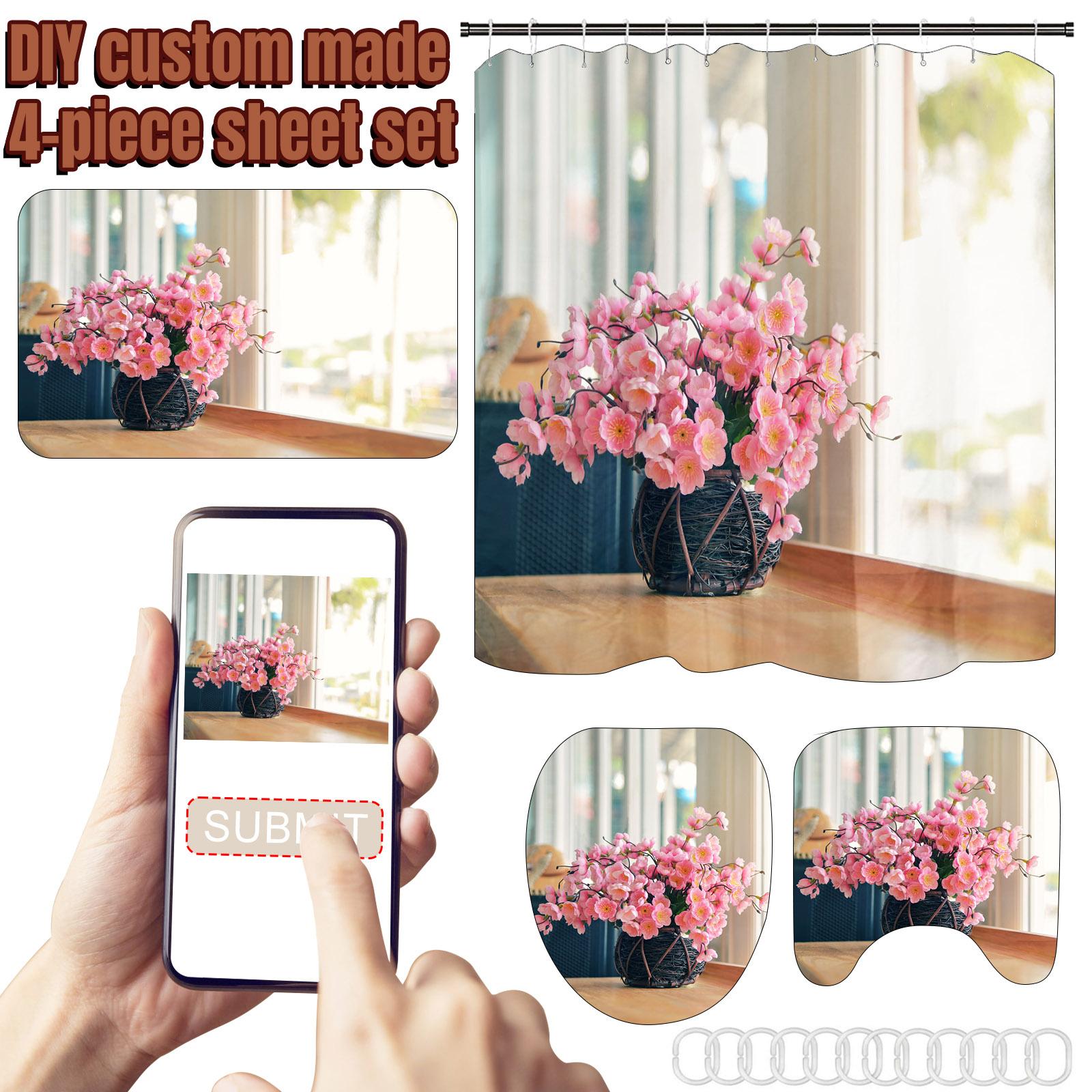 

Four-piece Set Of St. Halloween Printed Shower Curtain Carpet Mat Combination Bathroom Toilet Mat Bathroom Curtain One Size