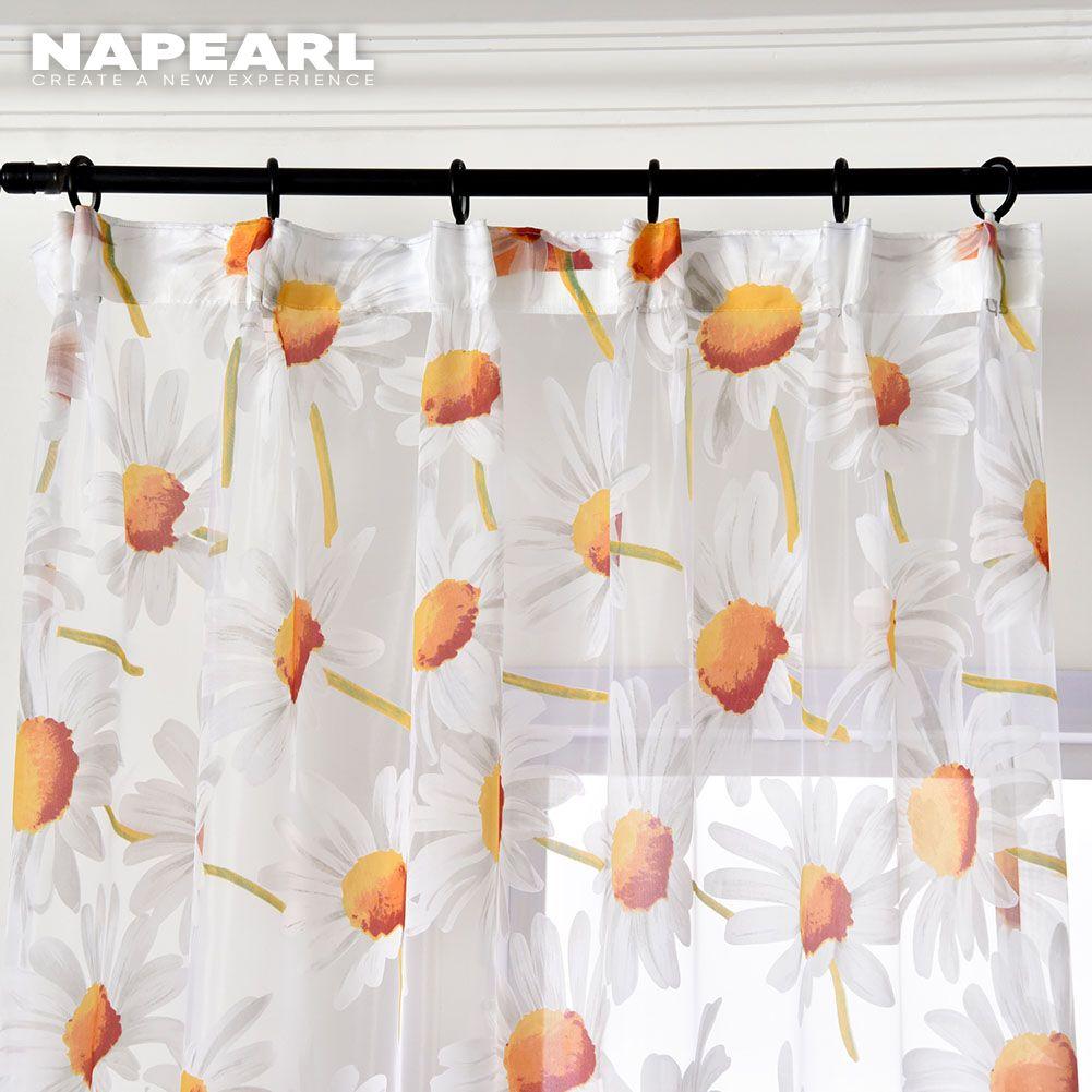 1PC NAPEARL Fashion Daisy Flower Sheer Curtain Tulle Window Screening for Living Room Bedroom Home Decor