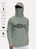 Herren Outdoor Langarm Hoodie mit Maske Atmungsaktiv Schnelltrocknend Dehnbar Angelshirt Waldfisch Druck Top