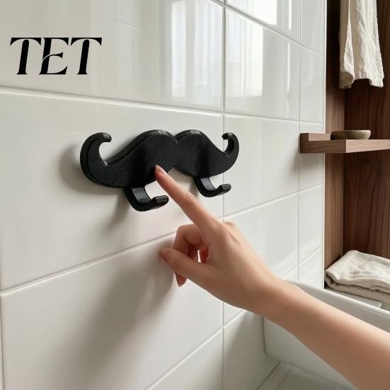 Adhesive Wall Hooks for Bathroom 3D Printed Beard Shaped Hook, Self?Adhesive Creative Decorative Hanger Key Towel, Fun Storage Organizer Home Decor