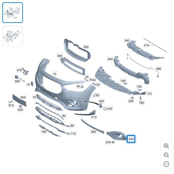 Mercedes-Benz W247 GLA200 Przedni Zderzak Krata Ramka Światła Przeciwmgielnego