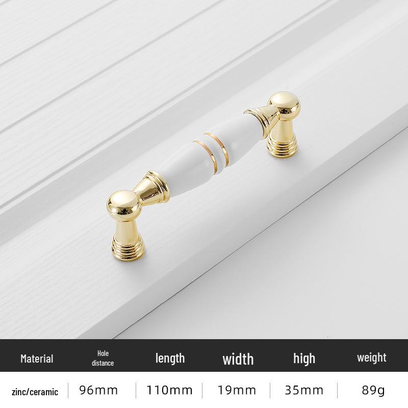 Nowoczesny Minimalistyczny Złoty Stop Aluminium Ceramiczna Rączka do Drzwi Szafek i Garderób