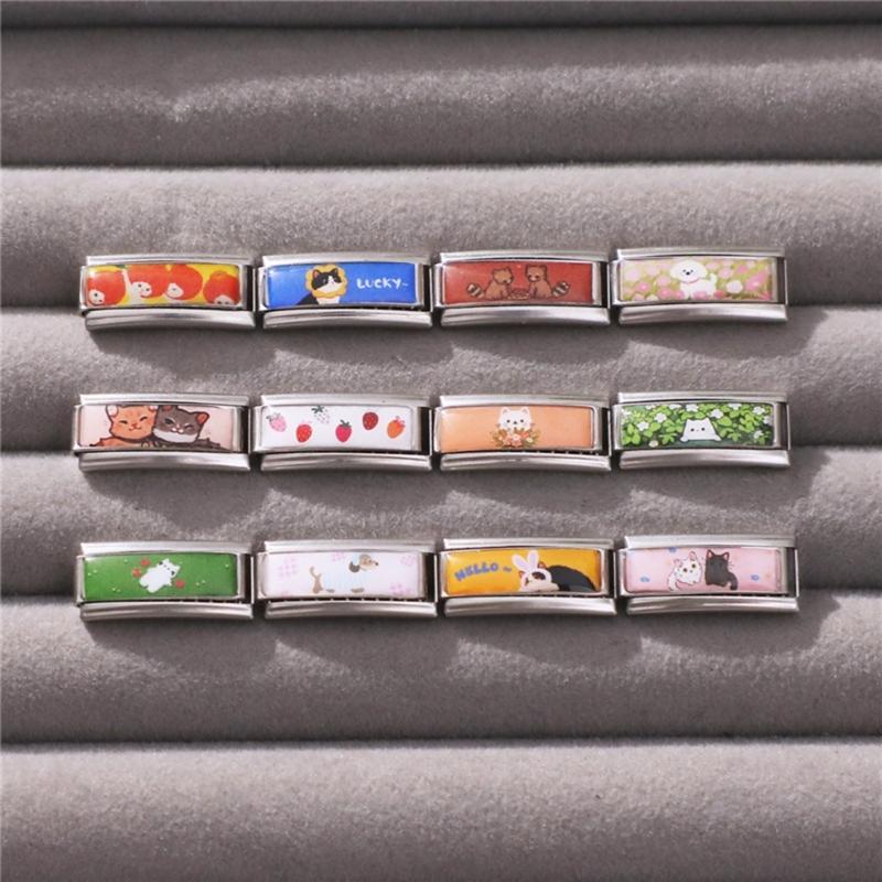 Photo Italian Modular Bracelet Band Link Connector Stainless Steel Texture Jewelry Accessories Suitable for Enthusiasts