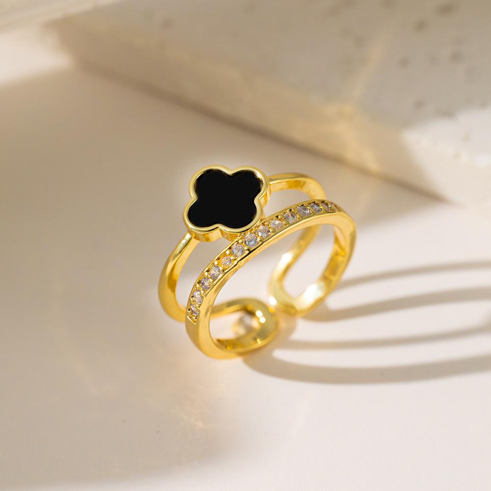 Micro-Inlaid Zircon Fashion Open Ring - Adjustable Luxury Index Finger Jewelry for Women