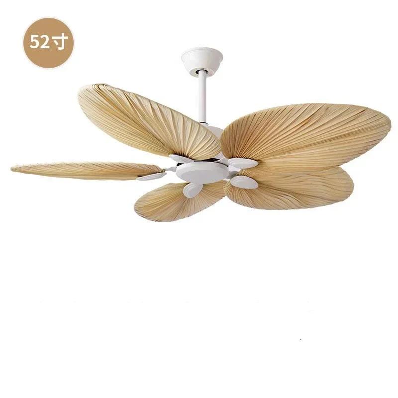 

Southeast Asian high-quality unlit fan 52 inch palm leaf ceiling fan remote control for living room and dining room ventilation dual control&220 V