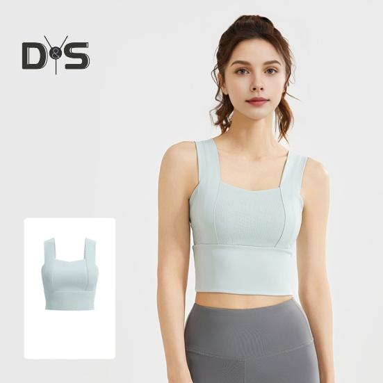 Dámská sportovní podprsenka se čtvercovým výstřihem, polstrovaný cvičební crop top s vestavěnou podprsenkou pro jógu, posilovnu, fitness, běh