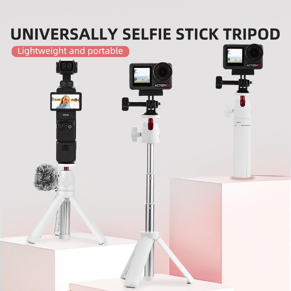 FLYMILE Universal Selfie Stick for GoPro Insta360 Action Cameras Tripod with Rotating Ball Head