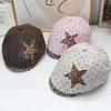 American Retro Hat Women's Autumn and Winter Versatile Beret Polka Dot Star Sticker Forward Hat Ins Wind Soft Hat