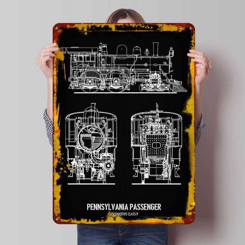 

Pennsylvania Passenger Locomotive Tin Plaque Poster Customized Wall Art Retro Vintage Metal Signs for Man Cave Home Decorations 7.9x11.8In(20x30cm)