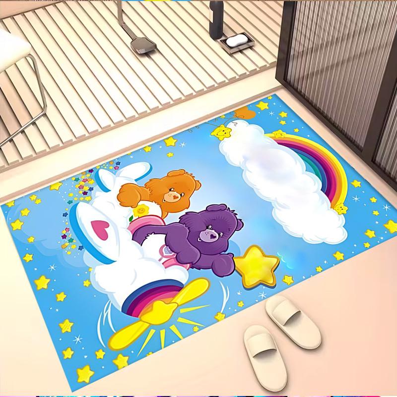 Care Bears Print Rug, Washable Floor Carpet, For Entryway Dorm Laundry Room Office Study, Home Decor Birthday Christmas Gift