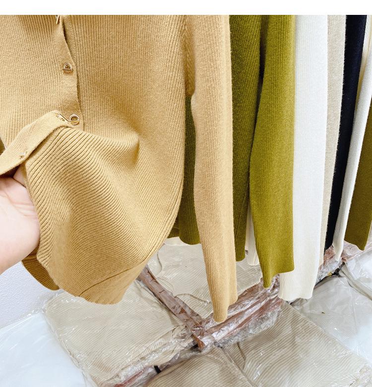 Women's Knit Lapel Collar Cardigan Sweater - Long Sleeve Polo Neck Base Layer Top for Autumn/Winter