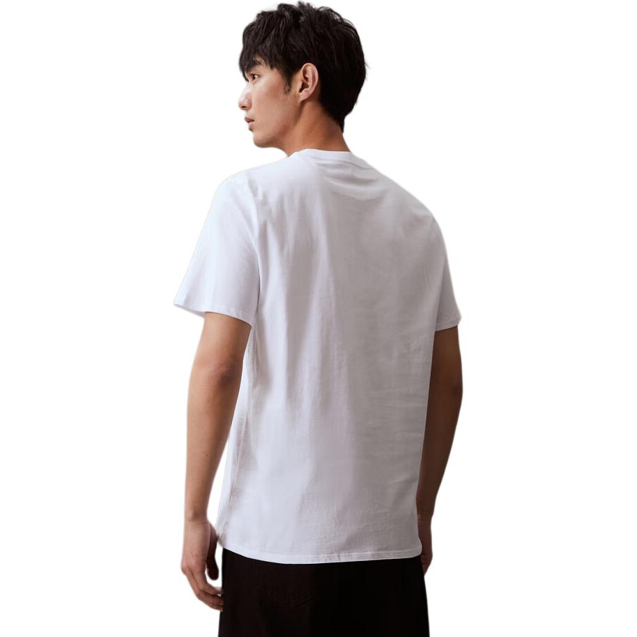 Calvin Klein Letter Print Casual Crew Neck Short Sleeve T-Shirt Unisex Tops Moonlight-White 40KC837-YAA