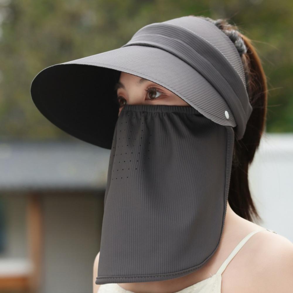 with Face Cover Sun Visor Hats Empty Top Sun Hat Outdoor Peaked Cap  Summer