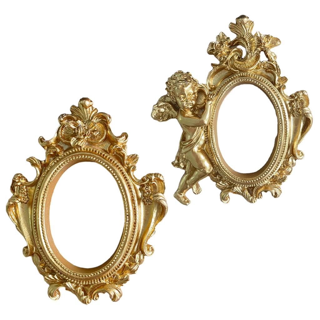 Golden Photo Frame Mini Resin Jewelry Display Ins Style Baroque Frames Antique Photography Photo Shooting Props Mould
