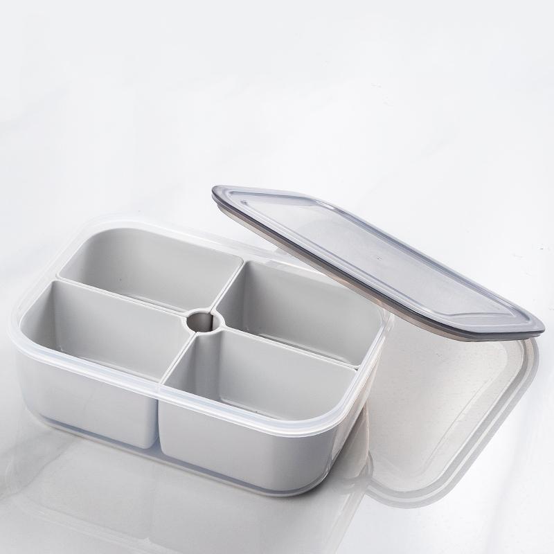 Kitchen Fridge Organizer Microwave Oven Safe Crisper Drain Box PP Plastic 1.4L Food Storage Meal Prep Containers Removable