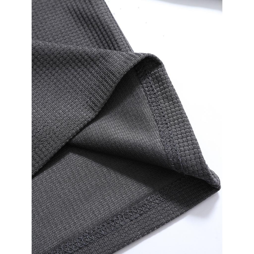 Spring and Autumn Leisure Sports Long Sleeve High Collar Top Color Blocking Half - Zip Waffle Knit Pullover Men’s T-Shirts