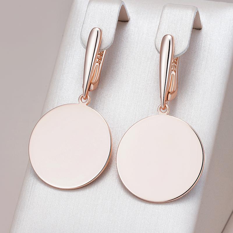 Fashion Glossy Dangle Earrings For Women  Rose Gold Color Simple Round Accessories High Quality Daily Fine Jewelry