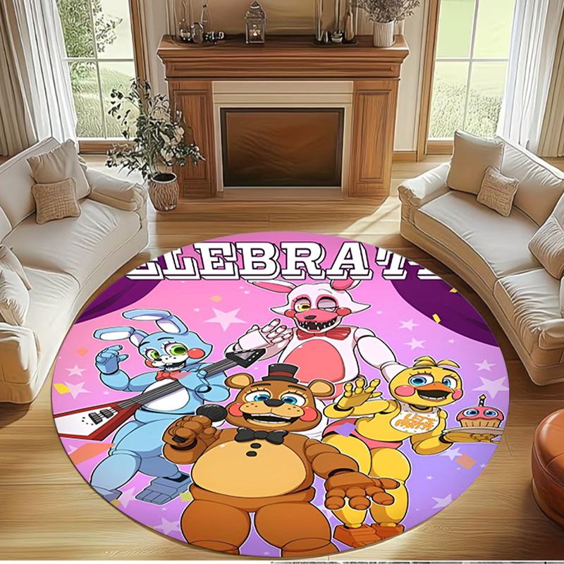 Five Nights at Freddy's Print Round Rug, Washable Floor Carpet, For Entryway Dorm Laundry Room Office Study, Home Decor Birthday Christmas Gift