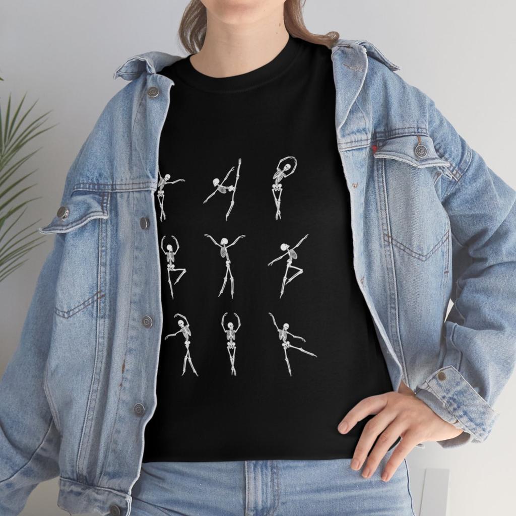 Funny Skeleton Ballerina T-Shirt: Halloween Dancer Tee