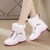 Rabbit Fur Inner Height Increase Women's Shoes Autumn and Winter New Warm Cotton Shoes Thick-soled Wedge Heel Double Zipper Casual Shoes Short Boots