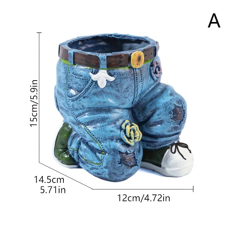 

1 шт., цветочный горшок в форме джинсовых брюк, статуэтка из смолы, цветочный горшок, кашпо для внутреннего сада, двора, газона, крыльца, патио, контейнер для растений на открытом воздухе 12*15*14.8cm