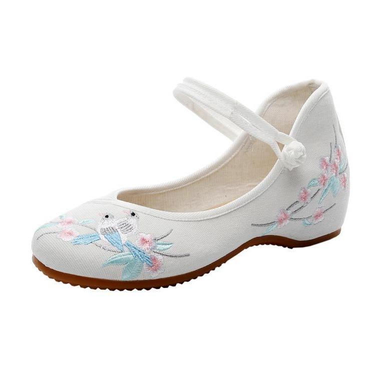 [Small Double Sparrow] Chinese Style Retro Embroidered Cloth Shoes, Upgraded and Thickened Beef Tendon Sole Ethnic Style Square Women's Single Shoes