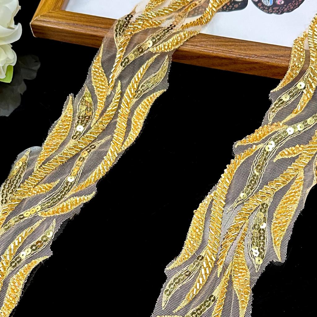 Mesh Retro Heavy Industry Luxury Bead Tube Diy Dress Collar Performance Clothes Window Decoration Bead Lace Accessories