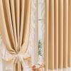 Blackout Curtain with Lace Trim – Gold Foil Velvet, Hook Top, Thermal Insulated, 1 Panel for Bedroom/Living Room