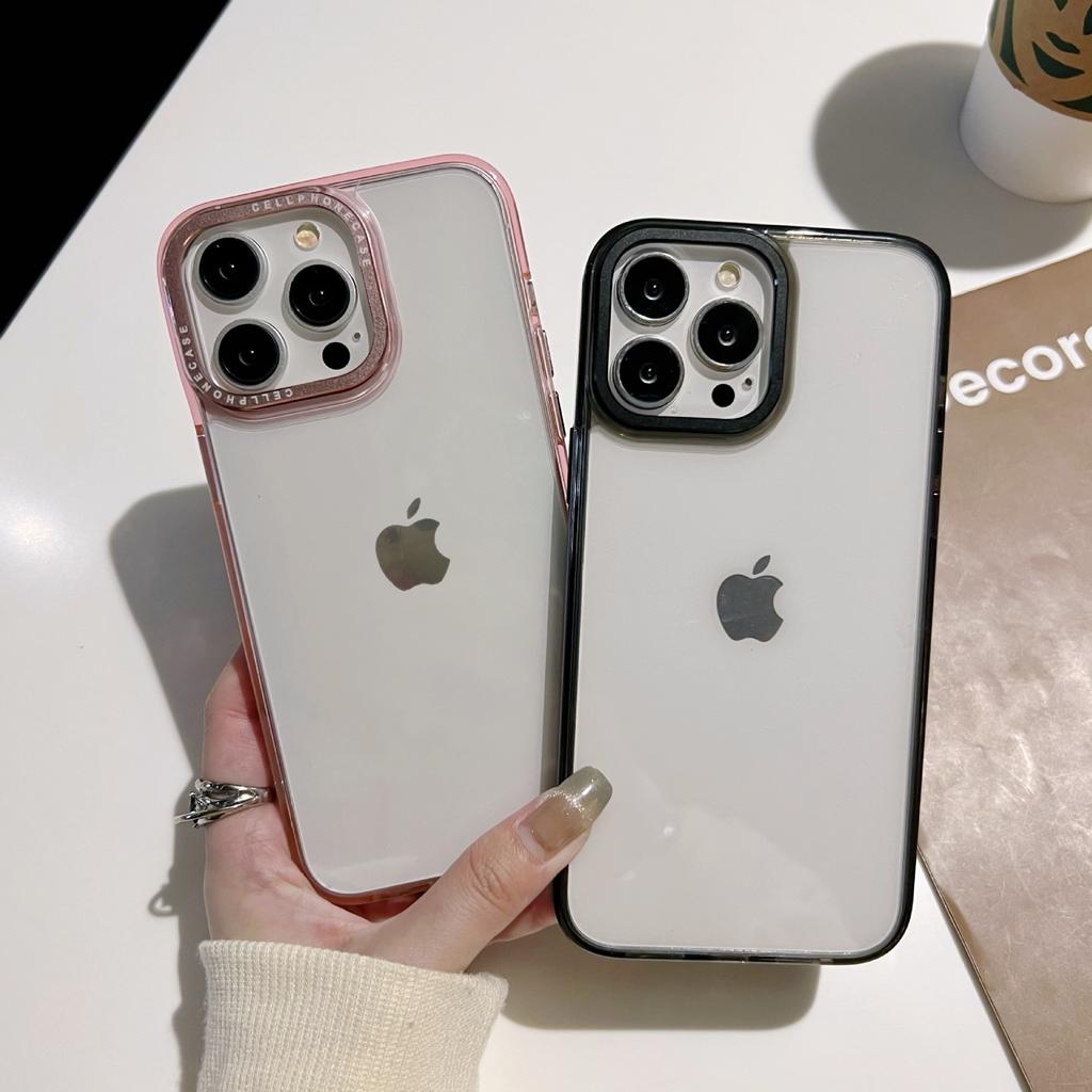 Applicable To Apple 15/14Promax High-transparency Flat Acrylic Metal Lens Frame Apple 15Pro Mobile Phone Case