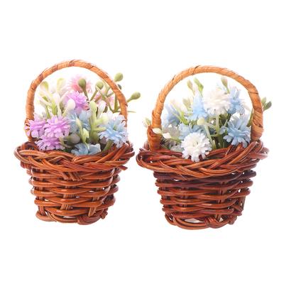 1Conjunto 1:12 Cesta de flores em miniatura para casa de bonecas Cesta de mão para armazenamento Cesta de brinquedo de faz de conta para crianças Acessórios para casa de bonecas