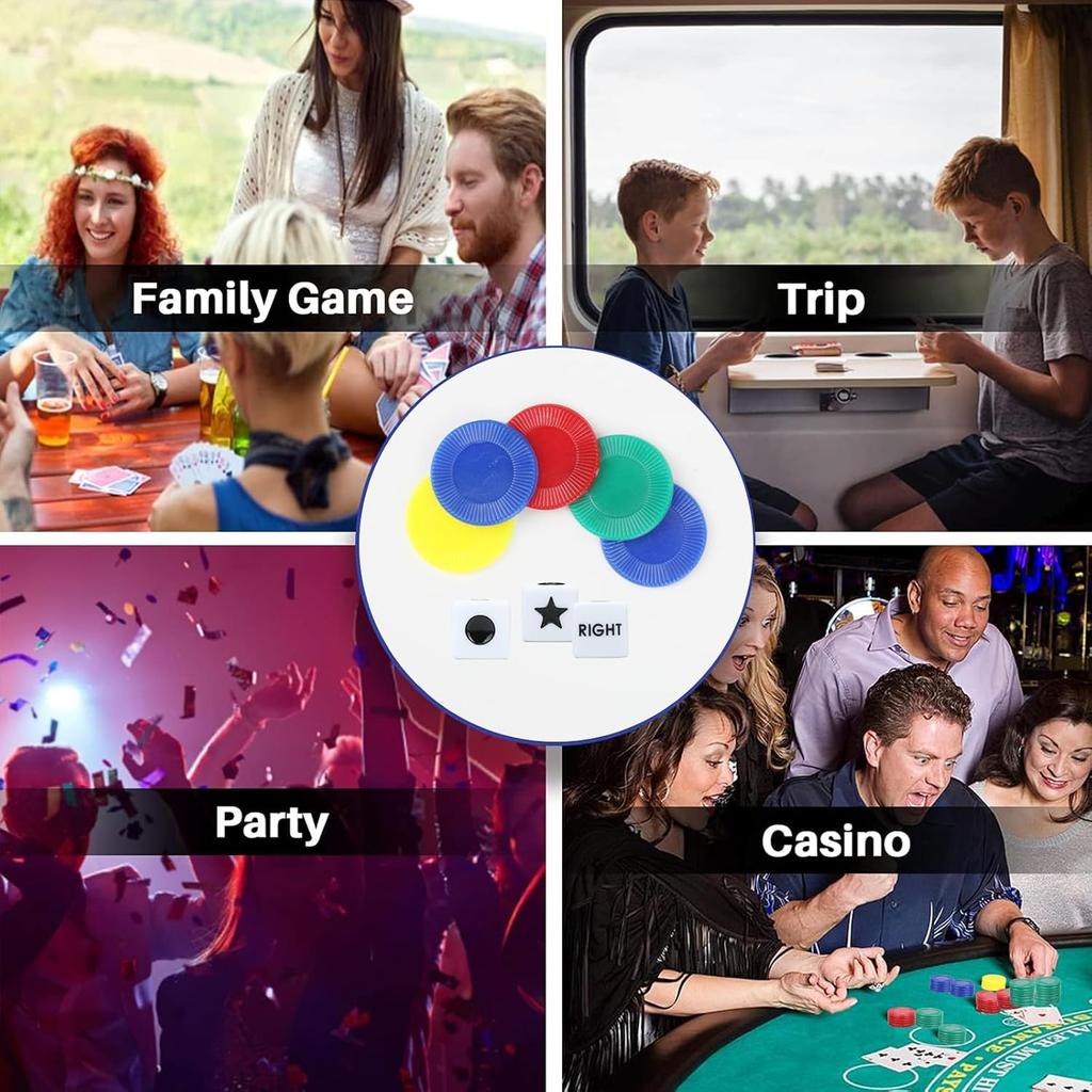 4 Pack Left Right Center Dice Game Prime Set Dices and Chips Left Right Game for Party Activity,drinking,gathering