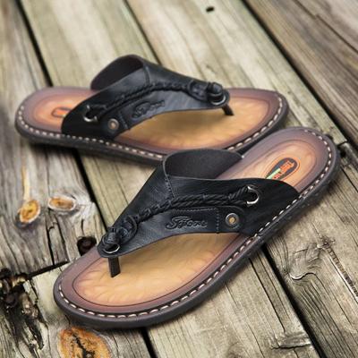Fashion Handmade Leather Slippers Summer Fashion Men Flip Flops Casual Outdoor Slippers Breathable Comfortable Men Flip-Flops Big Size47