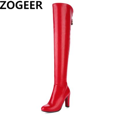 Fashion Women's Thigh High Boots Sexy Black Red Heels Over the Knee Boots Female Autumn Winter Sexy Long Dance Party Shoes Lady