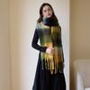 Imitation cashmere plaid scarf women's winter thickened simple warm black and white classic fringed scarf shawl