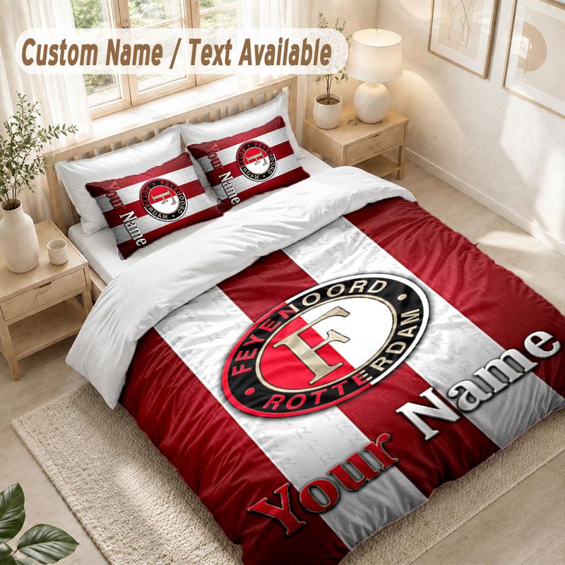 Custom Name Bedding Set 3 PiecesFeyenoord Print Duvet Cover + 2 Pillowcases Soft Bed Decor