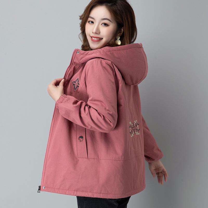 2025 New Plus Size Mid-Length Autumn Winter Velvet Coat for Middle-Aged & Elderly Women - Fashionable Casual Cotton-Padded Jacket