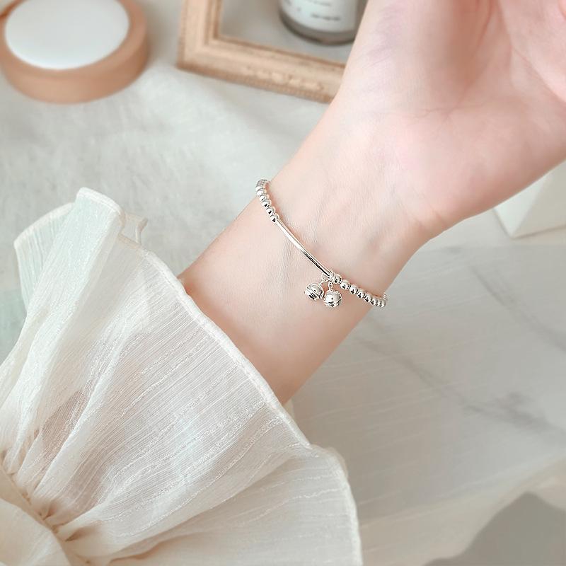 925 Silver-Plated Niche Design Women's Bracelet - Cute, Simple Beaded Jewelry for Girls and Students